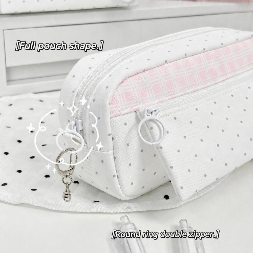 Aesthetic Polka Dot Plaid Penc - огляд і ціна Aesthetic Large Pencil Case Pouch