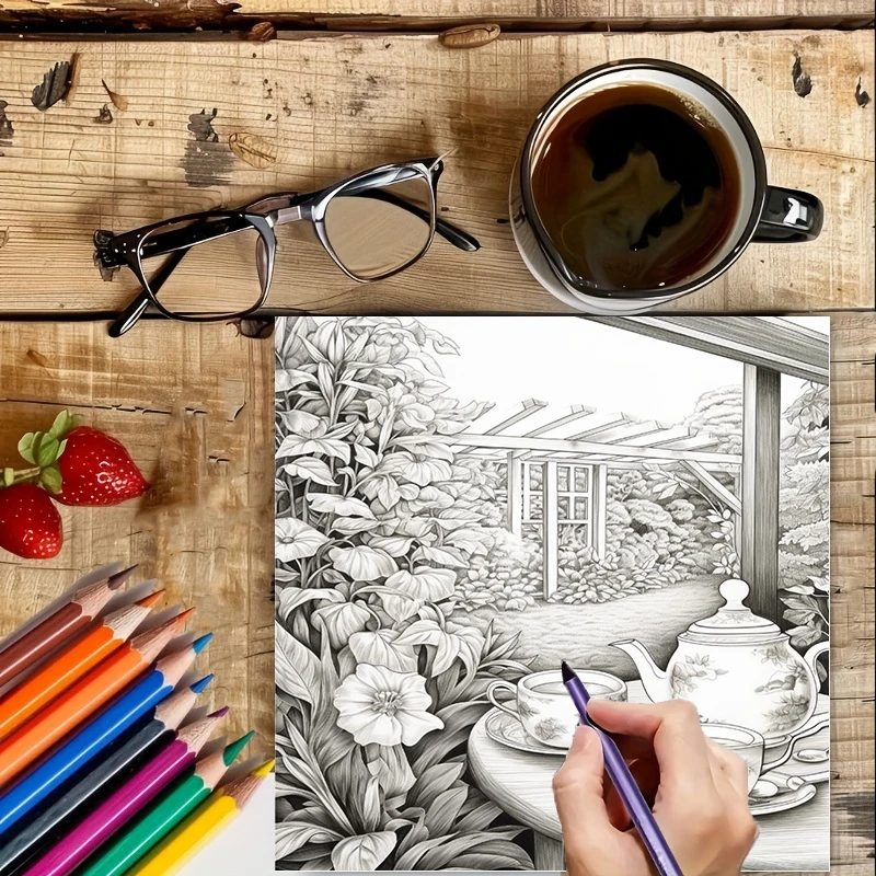 Tea In The Gardens Coloring Bo - огляд і ціна School Supplies